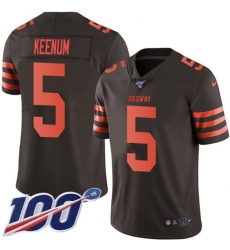 Men's Nike Cleveland Browns #5 Case Keenum Brown Stitched NFL Limited Rush 100th Season Jersey