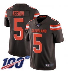 Men's Nike Cleveland Browns #5 Case Keenum Brown Team Color Stitched NFL 100th Season Vapor Untouchable Limited Jersey
