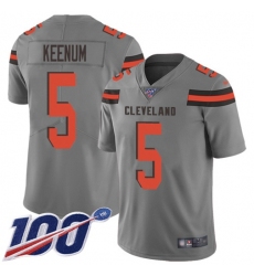 Men's Nike Cleveland Browns #5 Case Keenum Gray Stitched NFL Limited Inverted Legend 100th Season Jersey