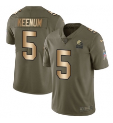 Men's Nike Cleveland Browns #5 Case Keenum Olive-Gold Stitched NFL Limited 2017 Salute To Service Jersey