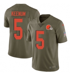 Men's Nike Cleveland Browns #5 Case Keenum Olive Stitched NFL Limited 2017 Salute To Service Jersey