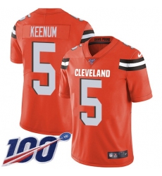 Men's Nike Cleveland Browns #5 Case Keenum Orange Alternate Stitched NFL 100th Season Vapor Untouchable Limited Jersey