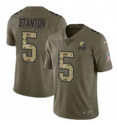 Mens Nike Cleveland Browns #5 Drew Stanton Olive-Camo Stitched NFL Limited 2017 Salute To Service Jersey