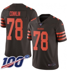 Men's Nike Cleveland Browns #78 Jack Conklin Brown Stitched NFL Limited Rush 100th Season Jersey