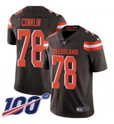 Men's Nike Cleveland Browns #78 Jack Conklin Brown Team Color Stitched NFL 100th Season Vapor Untouchable Limited Jersey
