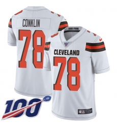 Men's Nike Cleveland Browns #78 Jack Conklin White Stitched NFL 100th Season Vapor Untouchable Limited Jersey