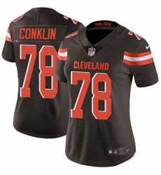 Women's Nike Cleveland Browns #78 Jack Conklin Brown Team Color Stitched NFL Vapor Untouchable Limited Jersey