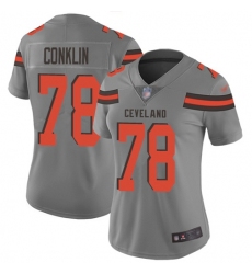 Women's Nike Cleveland Browns #78 Jack Conklin Gray Stitched NFL Limited Inverted Legend Jersey