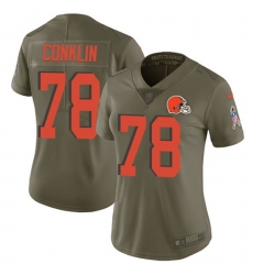 Women's Nike Cleveland Browns #78 Jack Conklin Olive Stitched NFL Limited 2017 Salute To Service Jersey