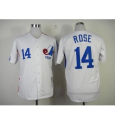 Mitchell And Ness Expos #14 Pete Rose White Throwback Stitched Baseball Jersey
