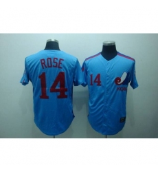 Mitchell and Ness Expos #14 Pete Rose Blue Stitched Throwback Baseball Jersey