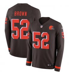 Men's Nike Cleveland Browns #52 Preston Brown Brown Team Color Stitched NFL Limited Therma Long Sleeve Jersey