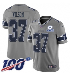 Men's Nike Dallas Cowboys #37 Donovan Wilson Gray Stitched With Established In 1960 Patch NFL Limited Inverted Legend 100th Season Jersey