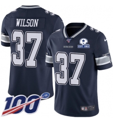 Men's Nike Dallas Cowboys #37 Donovan Wilson Navy Blue Team Color Stitched With Established In 1960 Patch NFL 100th Season Vapor Untouchable Limited Jersey