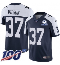 Men's Nike Dallas Cowboys #37 Donovan Wilson Navy Blue Thanksgiving Stitched With Established In 1960 Patch NFL 100th Season Vapor Untouchable Limited Thro