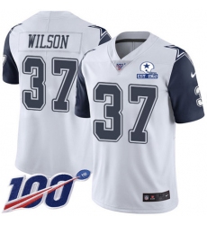 Men's Nike Dallas Cowboys #37 Donovan Wilson White Stitched With Established In 1960 Patch NFL Limited Rush 100th Season Jersey