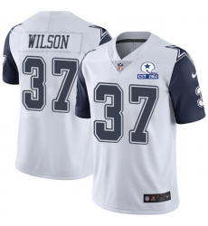 Men's Nike Dallas Cowboys #37 Donovan Wilson White Stitched With Established In 1960 Patch NFL Limited Rush Jersey