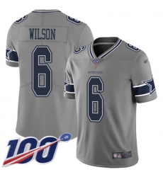 Men's Nike Dallas Cowboys #6 Donovan Wilson Gray Stitched NFL Limited Inverted Legend 100th Season Jersey