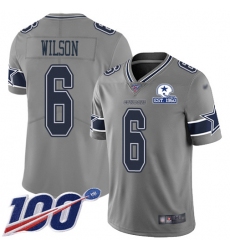 Men's Nike Dallas Cowboys #6 Donovan Wilson Gray Stitched With Established In 1960 Patch NFL Limited Inverted Legend 100th Season Jersey