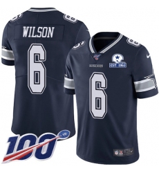 Men's Nike Dallas Cowboys #6 Donovan Wilson Navy Blue Team Color Stitched With Established In 1960 Patch NFL 100th Season Vapor Untouchable Limited Jersey