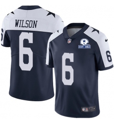 Men's Nike Dallas Cowboys #6 Donovan Wilson Navy Blue Thanksgiving Stitched With Established In 1960 Patch NFL Vapor Untouchable Limited Throwback Jersey