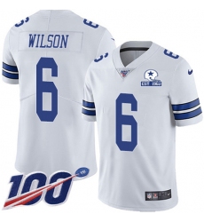 Men's Nike Dallas Cowboys #6 Donovan Wilson White Stitched With Established In 1960 Patch NFL 100th Season Vapor Untouchable Limited Jersey