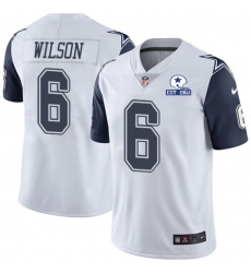 Men's Nike Dallas Cowboys #6 Donovan Wilson White Stitched With Established In 1960 Patch NFL Limited Rush Jersey