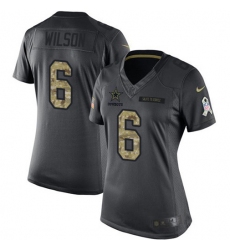 Women's Nike Dallas Cowboys #6 Donovan Wilson Black Stitched NFL Limited 2016 Salute to Service Jersey