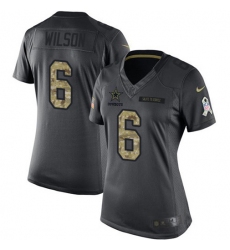 Women's Nike Dallas Cowboys #6 Donovan Wilson Black Stitched NFL Limited 2016 Salute to Service Jersey