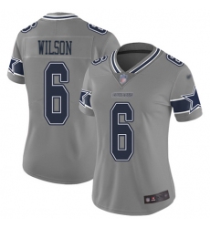 Women's Nike Dallas Cowboys #6 Donovan Wilson Gray Stitched NFL Limited Inverted Legend Jersey