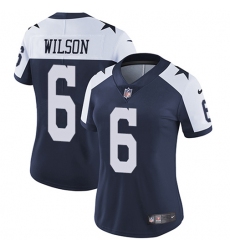 Women's Nike Dallas Cowboys #6 Donovan Wilson Navy Blue Thanksgiving Stitched NFL Vapor Throwback Limited Jersey