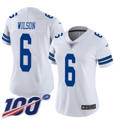 Women's Nike Dallas Cowboys #6 Donovan Wilson White Stitched NFL 100th Season Vapor Untouchable Limited Jersey