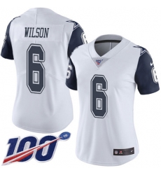 Women's Nike Dallas Cowboys #6 Donovan Wilson White Stitched NFL Limited Rush 100th Season Jersey