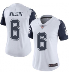 Women's Nike Dallas Cowboys #6 Donovan Wilson White Stitched NFL Limited Rush Jersey