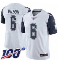 Youth Nike Dallas Cowboys #6 Donovan Wilson White Stitched NFL Limited Rush 100th Season Jersey