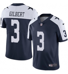Men's Nike Dallas Cowboys #3 Garrett Gilbert Navy Blue Thanksgiving Stitched NFL Vapor Untouchable Limited Throwback Jersey