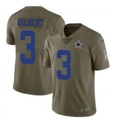 Men's Nike Dallas Cowboys #3 Garrett Gilbert Olive Stitched NFL Limited 2017 Salute To Service Jersey