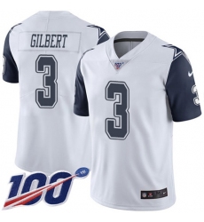 Men's Nike Dallas Cowboys #3 Garrett Gilbert White Stitched NFL Limited Rush 100th Season Jersey