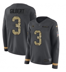 Women's Nike Dallas Cowboys #3 Garrett Gilbert Anthracite Salute to Service Stitched NFL Limited Therma Long Sleeve Jersey