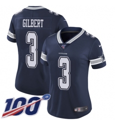 Women's Nike Dallas Cowboys #3 Garrett Gilbert Navy Blue Team Color Stitched NFL 100th Season Vapor Untouchable Limited Jersey