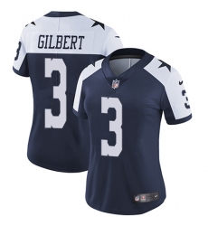 Women's Nike Dallas Cowboys #3 Garrett Gilbert Navy Blue Thanksgiving Stitched NFL Vapor Throwback Limited Jersey