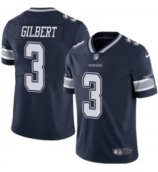 Youth Nike Dallas Cowboys #3 Garrett Gilbert Navy Blue Team Color Stitched NFL Vapor Untouchable Limited Jersey