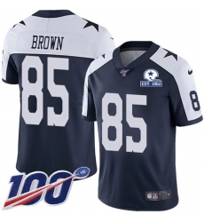 Men's Nike Dallas Cowboys #85 Noah Brown Navy Blue Thanksgiving Stitched With Established In 1960 Patch NFL 100th Season Vapor Untouchable Limited Throwbac
