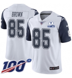Men's Nike Dallas Cowboys #85 Noah Brown White Stitched With Established In 1960 Patch NFL Limited Rush 100th Season Jersey