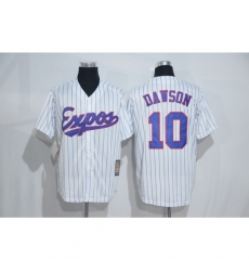 Mitchell And Ness Montreal Expos #10 Andre Dawson White Strip Throwback Stitched Baseball Jersey