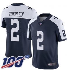 Men's Nike Dallas Cowboys #2 Greg Zuerlein Navy Blue Thanksgiving Stitched NFL 100th Season Vapor Throwback Limited Jersey