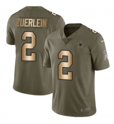 Men's Nike Dallas Cowboys #2 Greg Zuerlein Olive-Gold Stitched NFL Limited 2017 Salute To Service Jersey