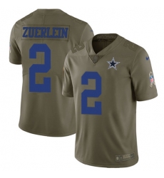 Men's Nike Dallas Cowboys #2 Greg Zuerlein Olive Stitched NFL Limited 2017 Salute To Service Jersey