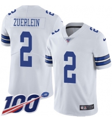 Men's Nike Dallas Cowboys #2 Greg Zuerlein White Stitched NFL 100th Season Vapor Untouchable Limited Jersey