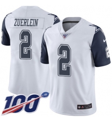 Men's Nike Dallas Cowboys #2 Greg Zuerlein White Stitched NFL Limited Rush 100th Season Jersey